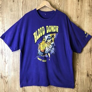 BLOOD DONOR 企業物 覗き虎 デザイン プリント Tシャツ メンズ XLサイズ位 コレクター 古着 e24051408