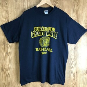 00s GRASS LAKE BASEBALL カレッジリング プリントTシャツ 2008年製 メンズL 古着 e24051021