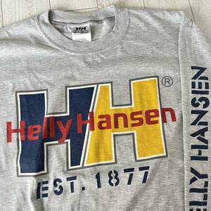 美品 ヘリーハンセン　ロンT 長袖 Tシャツ　HELLY HANSEN アウトドア　キャンプ　USA グレー　メンズ　Lサイズ　ビンテージ　90s ①