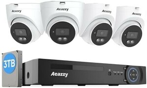 【新品送料無料】【800万画素・顔検出・双方向音声】AEAZZY 800万画素 ドーム型防犯カメラ 4台セット 8MP POE給