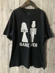 ■格安即決■ GAME OVER Tシャツ INK ネタT 結婚式 2次会 独身貴族 貴族会 彼女 離婚式 ゲームオーバー ゆるダボ サブカル 地雷系 パロディ