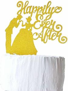 ウェディング ケーキトッパー BB1367 紙製 結婚 結婚式 披露宴 二次会 パーティー 結婚記念日 小物 Limpommeオリジナル商品(ゴールド)