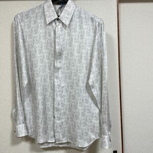  Dior DIOR 2023 year total pattern long sleeve shirt silk size 39 men's M about have been cleaned 