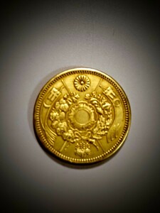  old 20 jpy gold coin Meiji 25 year gold coin old coin small stamp antique antique collection large size small stamp 