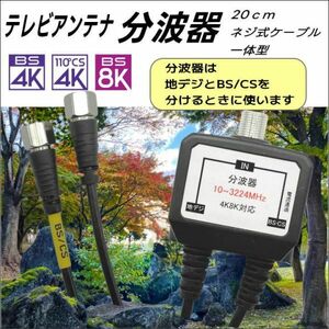 アンテナ20cmケーブル(ネジ式プラグ)x2本 一体型 分波混合器 4K8K放送 地デジ BS CS 放送対応 直ぐに使えて便利！FXY◇