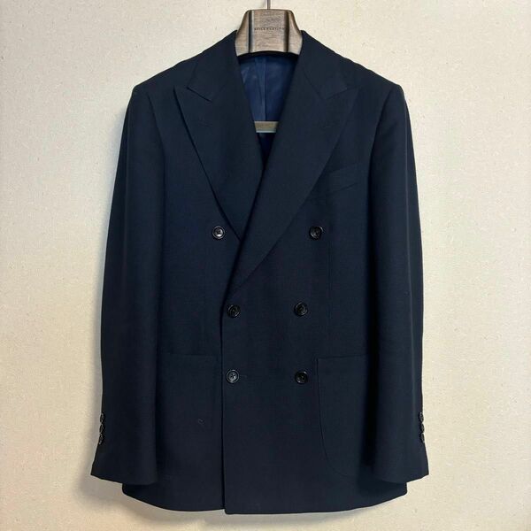 美品 22SS BEAMS F DORMEUIL ネイビーダブルジャケット 44