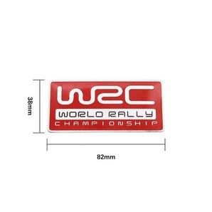 【送料込】WRC エンブレムプレート 赤角 縦3.9cm×横8.0cm SUBARU スバル STI アルミ製 の画像1