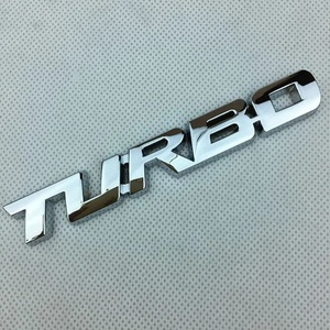 【送料込】TURBO(ターボ) 3Dエンブレム 両面テープ メッキシルバー 金属製　