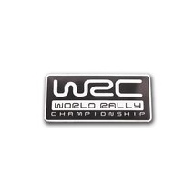 【送料込】WRC エンブレムプレート 黒角 縦3.9cm×横8.0cm SUBARU スバル STI アルミ製_画像1