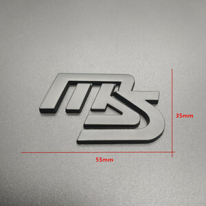 【送料込】MS(MAZDASPEED) ロゴ3Dエンブレム(両面テープ) マットブラック 金属製 マツダスピード　