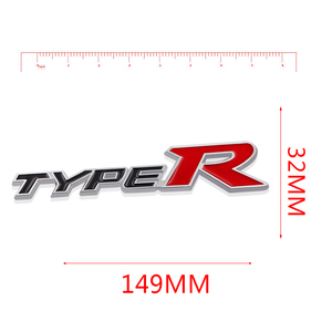 【送料込・在庫有】TYPE R 3Dエンブレム(縦3.2cm×横14.5cm) 黒　ホンダ 無限 金属製　