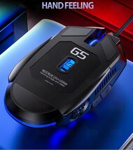 G5 ゲーミング マウス LEDバックライト 4段階DPI6 ボタン メカニカル ブラック 人体工学に基づいた滑り止め形状 遅延の無いUSBケーブル_画像7