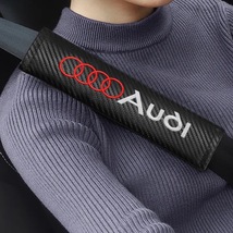 2個セット Audi アウディ カーボンファイバー シートベルトパッド シートベルトカバー ショルダーパッド ロゴ刺繍 e_画像5