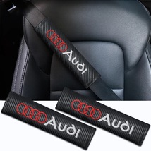 2個セット Audi アウディ カーボンファイバー シートベルトパッド シートベルトカバー ショルダーパッド ロゴ刺繍 f_画像1