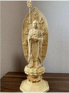  finest quality goods * Buddhist image sculpture tree carving ground warehouse bodhisattva image hinoki cypress tree height 43cm