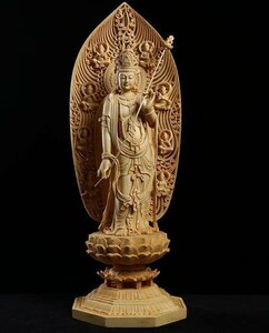  finest quality goods * sunlight . sound bodhisattva . image tree carving Buddhism precise sculpture ... finishing goods height 42.5cm