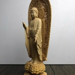 最新作★極上の木彫★仏像★彫刻 木彫 阿弥陀仏立像★高28cmの画像2