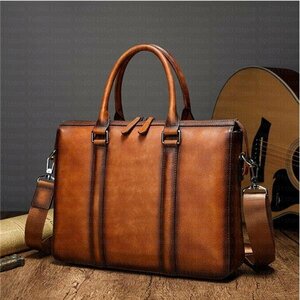  high quality *. hand dyeing cow leather hand made men's bag original leather business bag leather commuting bag tote bag handbag bag size correspondence 