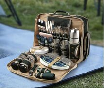 高級感満載！便利☆多人食器セット　37セット キャンプ　ピクニック　一式食器バッグ　携帯用多機能　保温バッグ_画像1
