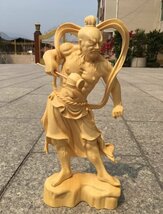 仏教美術 金剛力士像（阿形　吽形）仁王像 極上品 檜木 彫刻 災難除去 木彫仏像 2点セット★高さ20cm_画像2