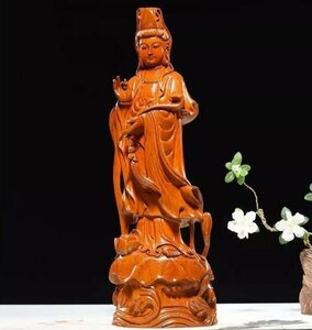  beautiful goods * Buddhism fine art tree carving Buddhist image precise skill tree carving chinese quince tree natural tree ornament . sound bodhisattva image Buddhist image height 50cm