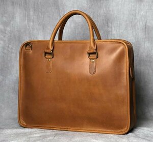 * new arrival * Vintage men's shoulder bag, LAP top bag, cow leather briefcase, commuting 