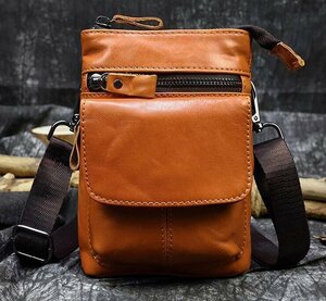  popular beautiful goods * for man cow leather waist bag fashion shoulder bag belt attaching shoulder bag mobile bag 