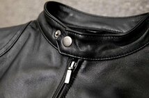 高品質 レザージャケット シングルライダース 革ジャン カウハイド 牛革 バイクレザー 本革 メンズファッション S～5XL_画像5