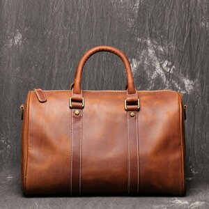  traveling bag Boston bag original leather men's bag high capacity leather machine inside bringing in independent cow leather travel bag Golf bag business trip Brown 