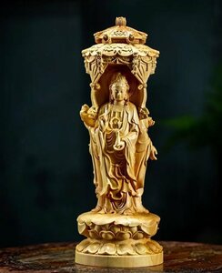  beautiful goods * yellow . tree carving west person three . Buddhist image .. ornament .... large ... bin . sound bodhisattva 