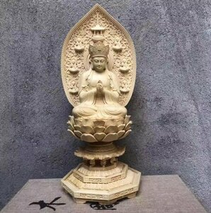  finest quality. tree carving * large day .. seat image natural wood home use family Buddhist altar .. Buddhism fine art .... handicraft *