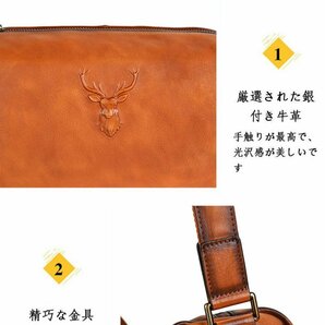 美品★メンズバッグ 本革 レザー 男性 ワンショルダーバッグ 斜め掛け バッグ 牛革 大容量 通勤 通学 カジュアル 鞄 左右肩付替え おしゃれの画像8