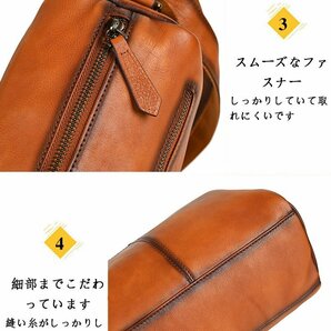 美品★メンズバッグ 本革 レザー 男性 ワンショルダーバッグ 斜め掛け バッグ 牛革 大容量 通勤 通学 カジュアル 鞄 左右肩付替え おしゃれの画像9