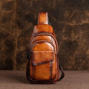  beautiful goods * men's bag cow leather body bag original leather one shoulder diagonal .. bag stylish light weight high capacity commuting iPadmini storage possibility 