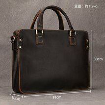 超美品★りヌメ革 ハンドメイド メンズバッグ 本革 ビジネスバッグ ブリーフケース PCバッグ レザー 通勤鞄 手提げバッグ_画像10