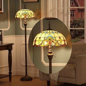  powerful recommendation *[ stain do lamp stained glass antique floral print ] retro atmosphere . stylish * Tiffany technique lighting floor stand 