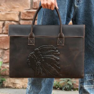  beautiful goods * high quality business bag men's bag original leather thick cow leather tote bag high capacity multifunction independent business trip A4 correspondence 17 -inch PC bag commuting bag 