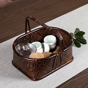  new arrival * basket storage basket stylish bamboo . braided taking . in stock hand storage box case tea ceremony * confection inserting bamboo craft pretty superior article product number 