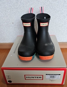  secondhand goods HUNTER BOOT WOMENS rain shoes WFS1008RMA-BMS stripe sole (UK6 / 25cm) selling out!!