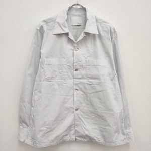 4-0503M♪KAIKO OPEN COLLAR SHIRT THOMAS MASON 定価24200円 ストライプ 長袖シャツ ホワイト ライトブルー カイコー F95580