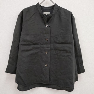 4-0508M♪MARGARET HOWELL 578-3153030 LIGHTWEIGHT LINEN SHIRT リネン 長袖シャツ 23SS ブラック マーガレットハウエル 236935