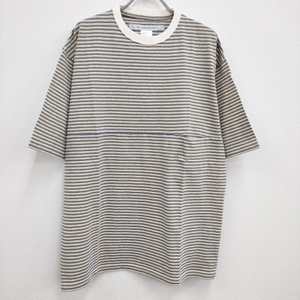 4-0512S♪EEL 新品 E-21503B Yururi Tee 1/2 ボーダー サイズM 定価9350円 半袖Ｔシャツ カットソー ベージュ ネイビー イール F96409