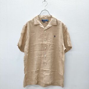 4-0512S☆POLO RALPH LAUREN 新品未使用品 クラシックフィットリネンキャンプシャツ サイズM べージュ ポロ・ラルフローレン 229310