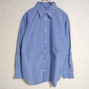 4-0513M^SHIPS with pocket shirt stripe long sleeve shirt light blue white Ships 237703