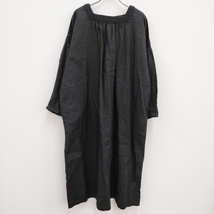 4-0514M♪nest Robe 新品 01173-1025 定価23000円 リネン スクエアネック ワンピース ブラック ネストローブ 237752_画像1