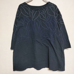 4-0515S-JURGEN LEHL J0141B302 leaf cotton linen India made T-shirt cut and sewn navy Jurgen Lehl 237537