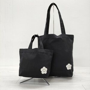4-0518G*MARY QUANT embroidery canvas 2 point set tote bag black Mary Quant 233260