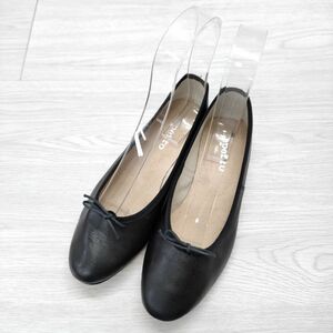 4-0518G*repetto ribbon ballet shoes leather leather flat shoes size 37 pumps black Repetto 238373