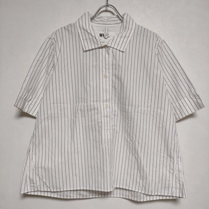 4-0519S∞MHL. 595-1152502 WASHED STRIPE COTTON プルオーバー ブラウス シャツ 2021 オフホワイト エムエイチエル 236996