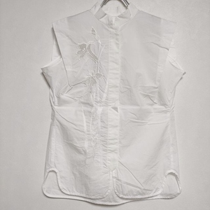 4-0519S∞Mame Kurogouchi Botanical Embroidery Sleeveless Shirt 刺繍 ノースリーブ ブラウス シャツ ホワイト マメクロゴウチ 227633